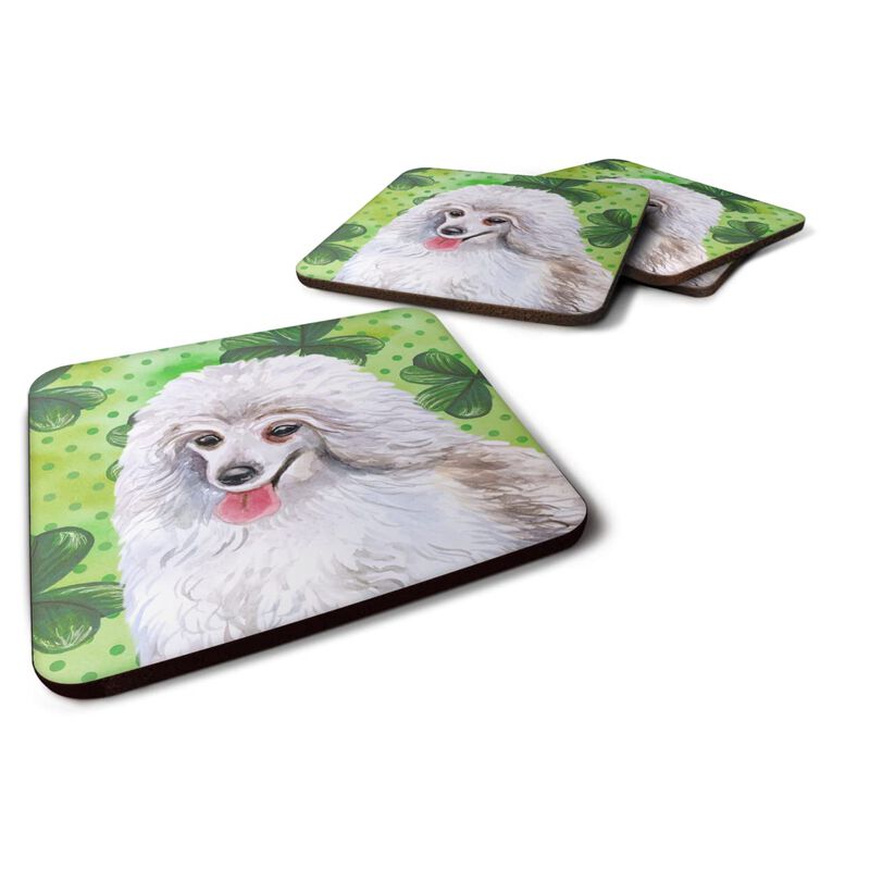 Caroline's Treasures Medium White Poodle St Patrick's Decorative coasters, Multicolor