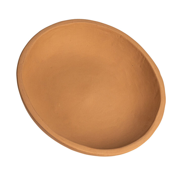 Boho Shallow Terracotta Serving Bowl, Distressed Finish