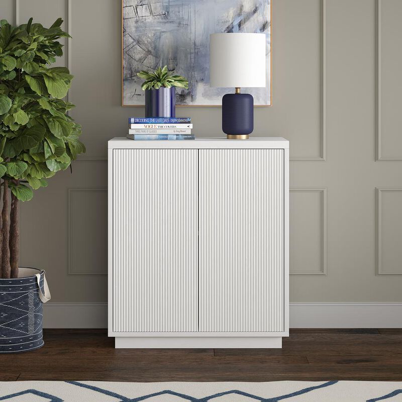 Hudson&Canal Alston 28 Wide Rectangular Accent Cabinet in White