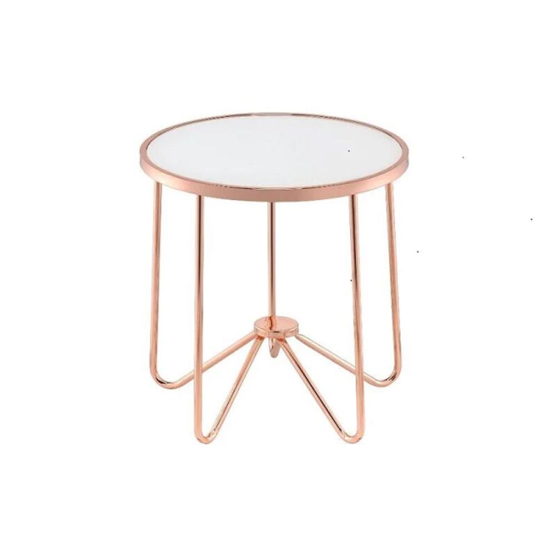 Homezia 22" X 22" X 22" Frosted Glass And Rose Gold End Table