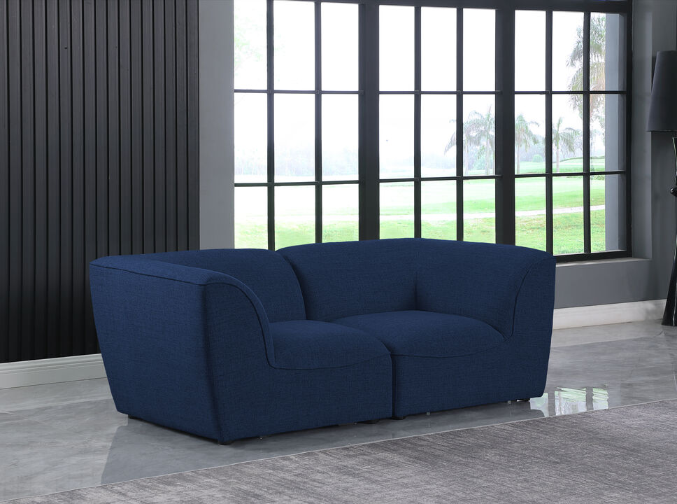 Meridian Furniture Miramar Navy Durable Linen Textured Modular Sofa