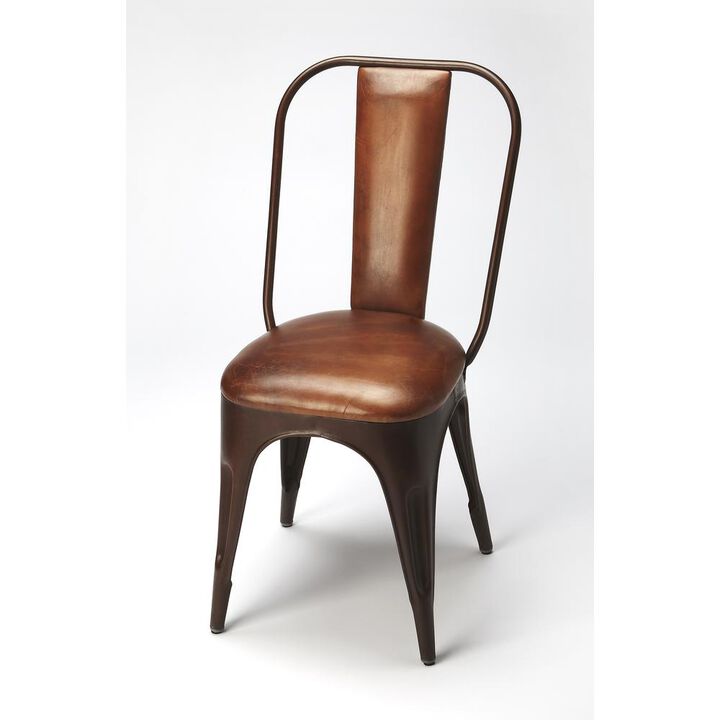 Butler Specialty Riggins Iron & Leather Side Chair, Medium Brown