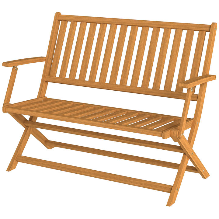 Hivvago 2-Person Foldable Wooden Outdoor Bench with Backrest