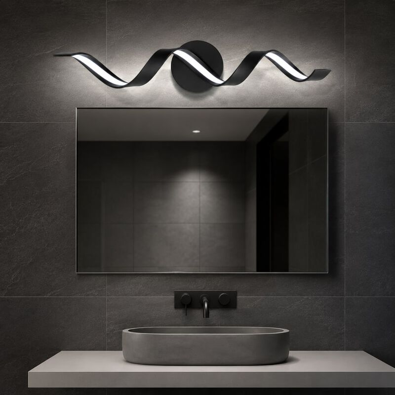 Modern Dimmable LED Bathroom Vanity Light Fixture Over Mirror Spiral Design Wall Mount Lighting image number 2