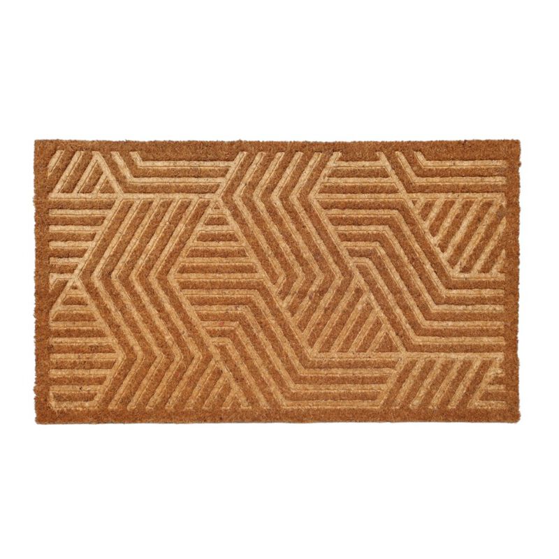 HomeRoots 18" X 30" Beige and White Coir Outdoor Door Mat image number 0