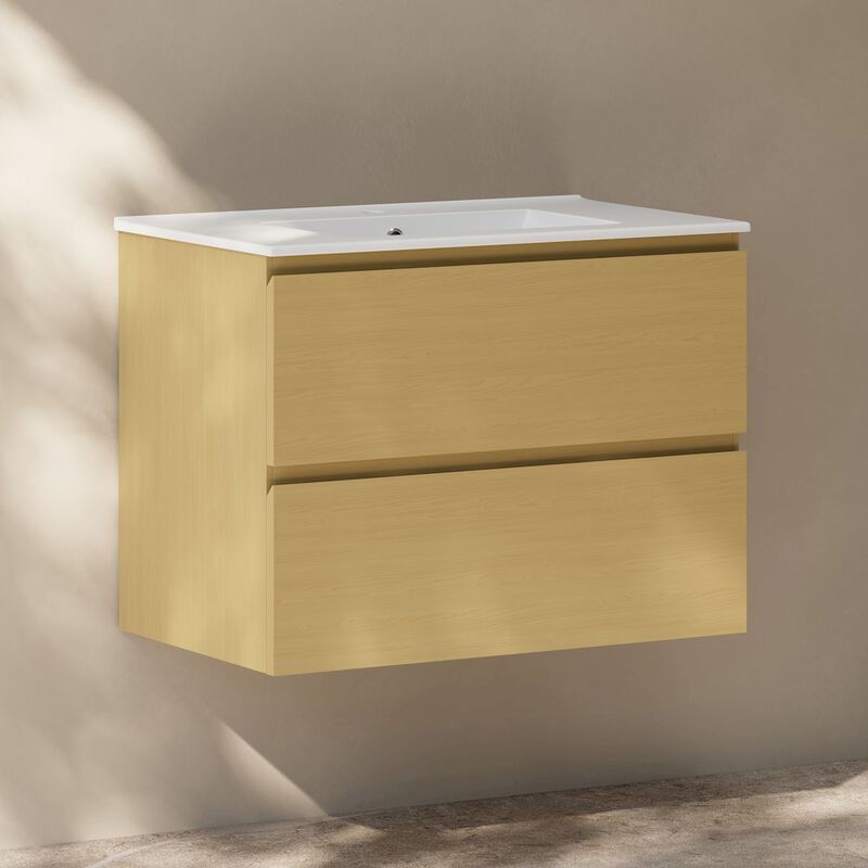 Liberte 30" Wall-Mounted Bathroom Vanity in Natural Oak with Sink Top image number 6