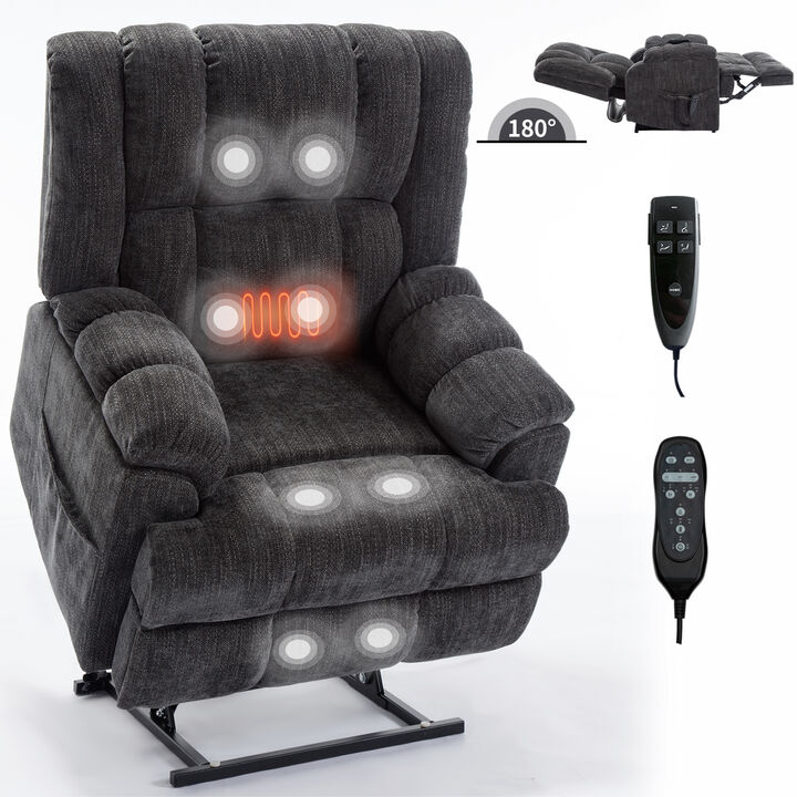 Dual Motor Heat Massage Recliners Infinite Position Up to 350 LBS Electric Power Lift Recliners