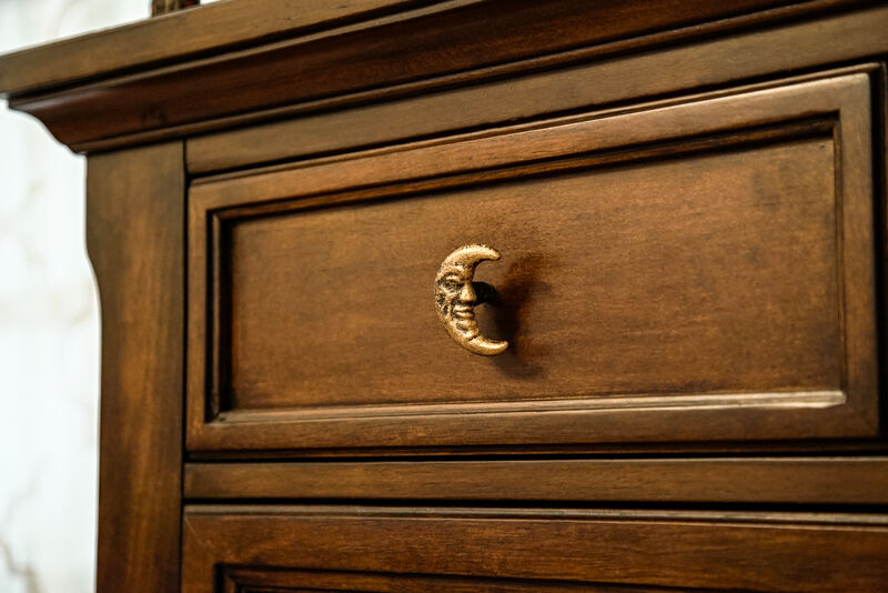Set of 6 Gold Finish Cast Iron Crescent Moon Face Drawer Pulls - Decorative Cabinet Knobs for Celestial D&eacute;cor - Each 2 Inches High - Mystical Elegance image number 9
