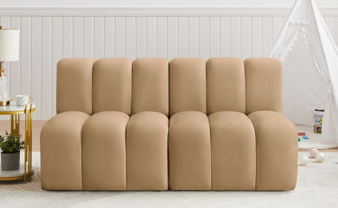 Meridian Furniture Arc Camel Velvet Modular Sofa