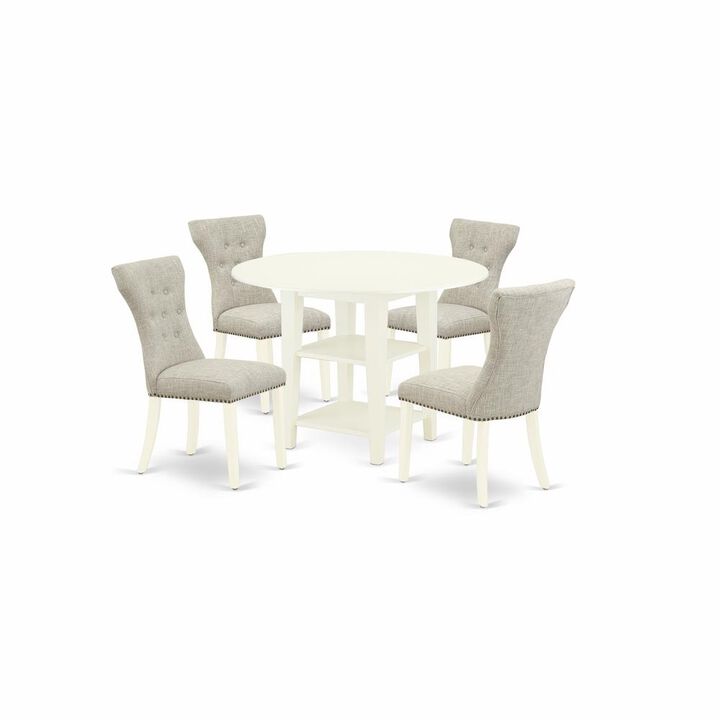 East West Furniture Dining Room Set Linen White