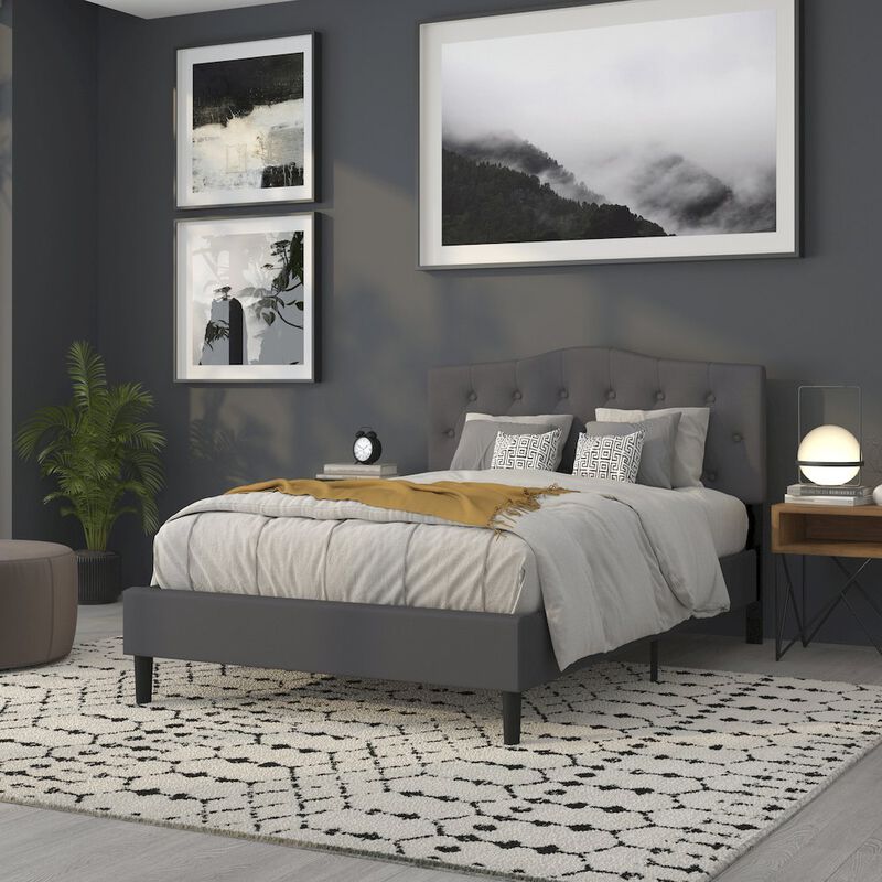 Flash Furniture Tufted Upholstered Full Size Headboard in Dark Gray Fabric image number 8