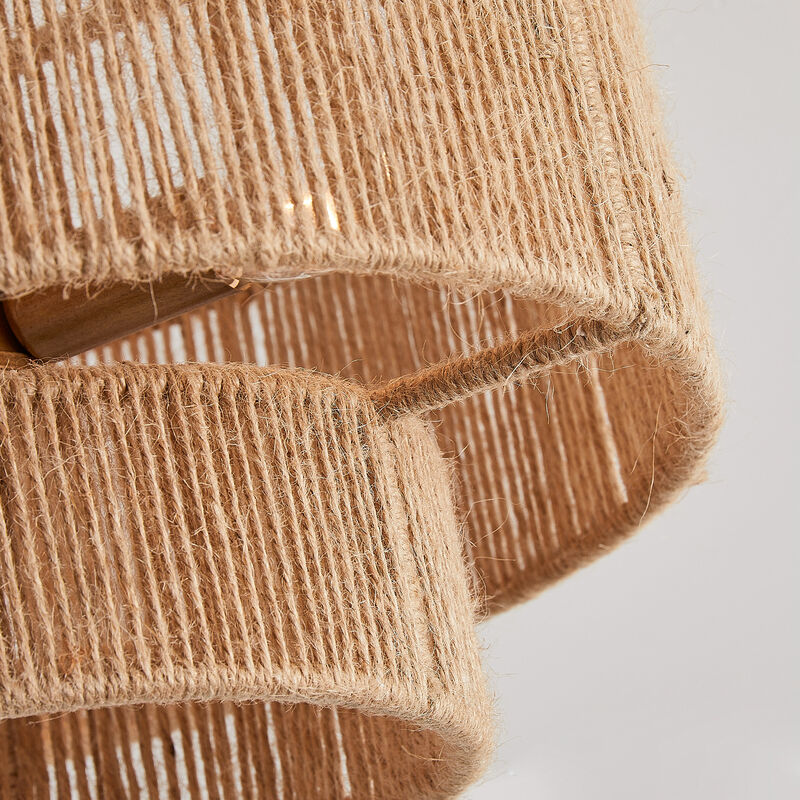 15" Bohemian Gold 2-Tier Hemp Rope Semi Flush Mount Ceiling Light