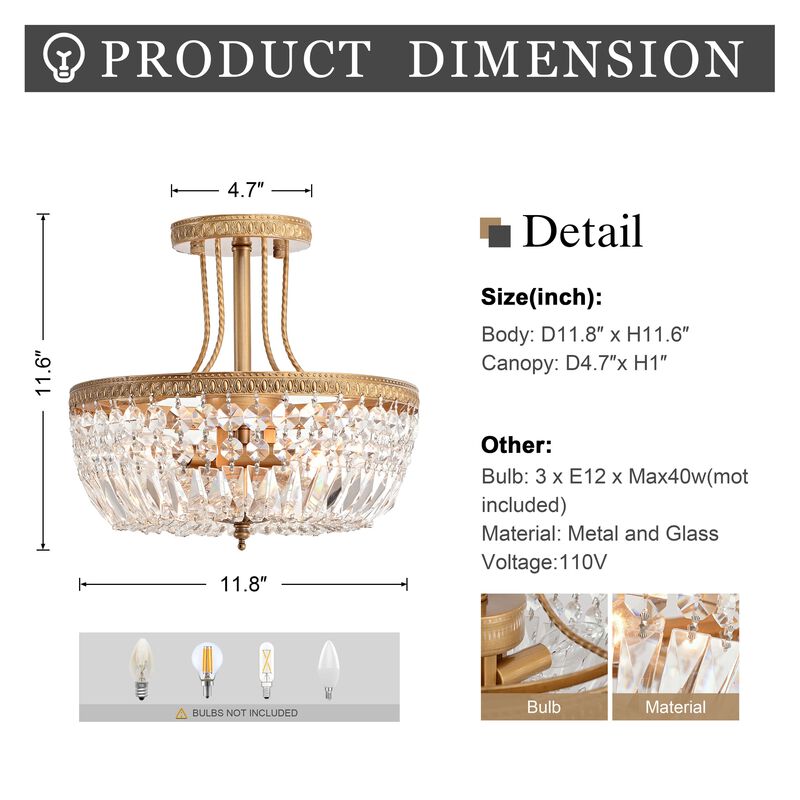 Flavia 3-Light Brushed Champagne Silver 13" Crystal Teardrop Tiered Chandelier image number 2