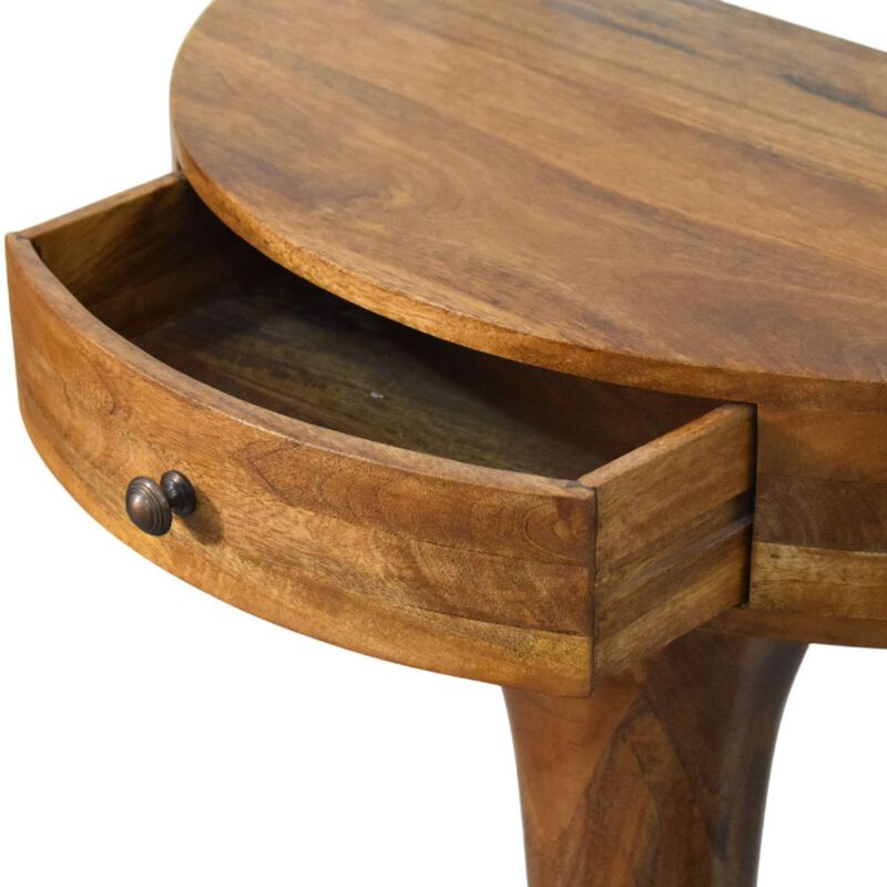 Artisan Furniture Solid Wood Amber Pedestal Console Table,1 Drawer, Brown image number 5