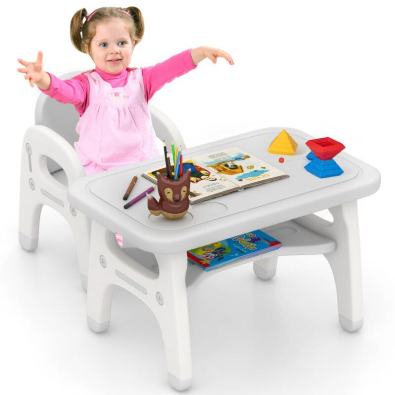 Kids Activity Table and Chair Set with Montessori Toys for Preschool and Kindergarten