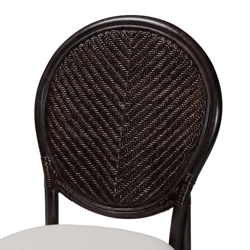 bali & pari Elmer Natural Rattan Dining Chair - Handwoven Wicker Accent Chair with Cushioned seat for Kitchen or Dining Room image number 4