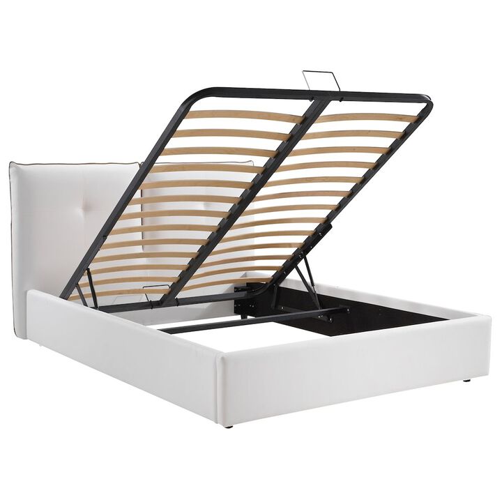 Casabianca Home Aria Queen Storage Bed In White Pu Leather
