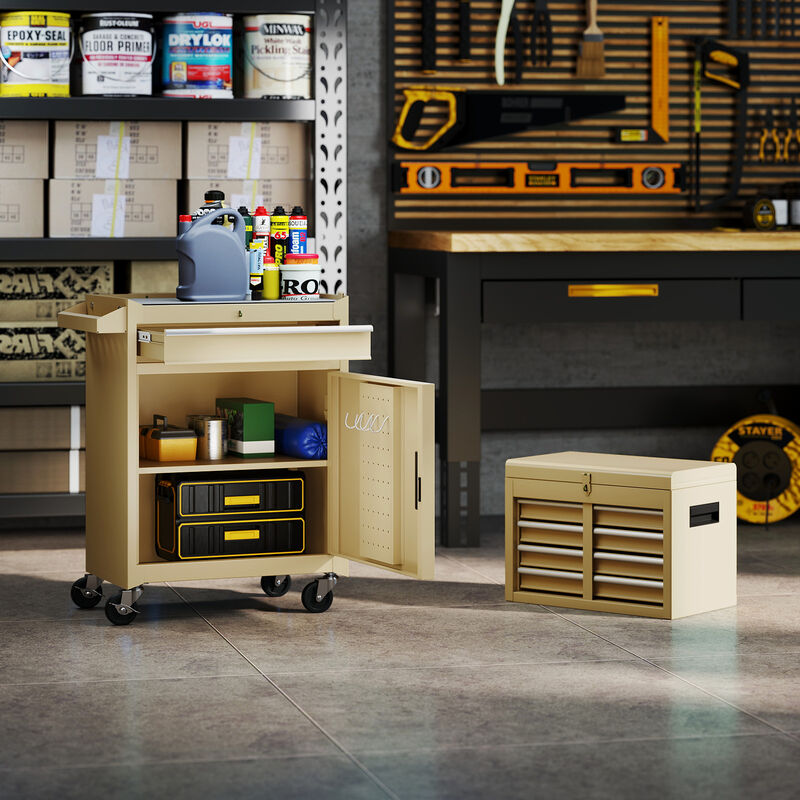 2-in-1 Tool Chest with Locking Drawers and Casters &ndash; Garage & Workshop Storage