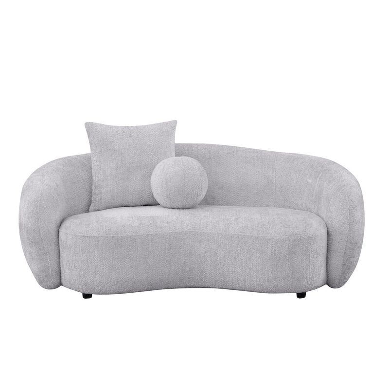 Best Quality Furniture Teddy Fabric 2 Seater Loveseat In Light Gray