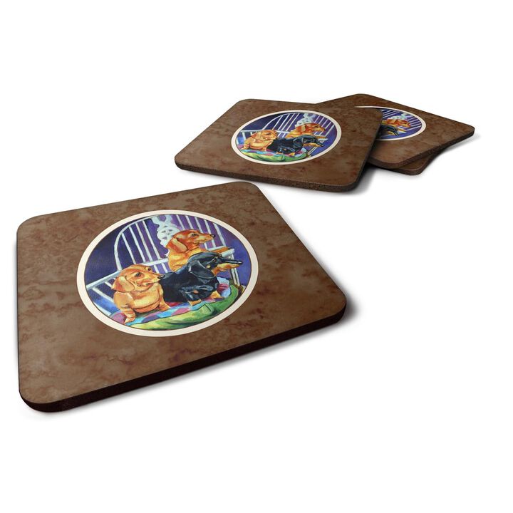 Caroline's Treasures 7025FC Dachshund Two Red And A Black And Tan Foam Coasters (Set of 4), 3.5, Multicolor