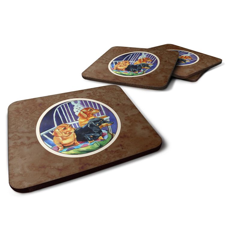 Caroline's Treasures 7025FC Dachshund Two Red And A Black And Tan Foam Coasters (Set of 4), 3.5, Multicolor image number 0