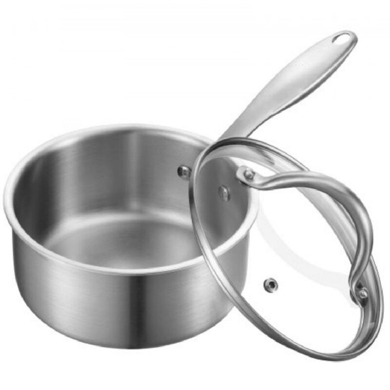 Stainless Steel 1.5 Qt Saucepan with Lid, Nonstick Pot for Induction and Oven-Silver image number 0