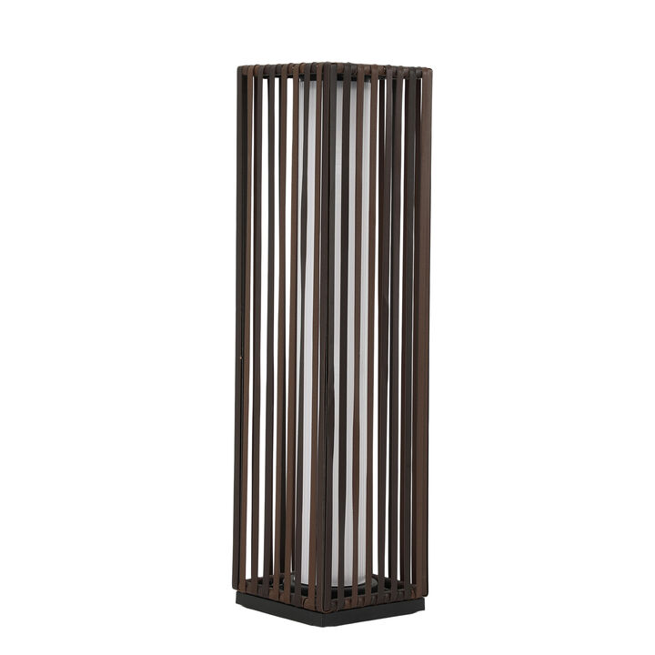 Solar Slatted Grid Path Light, Dark Brown, Warm Glow, Waterproof