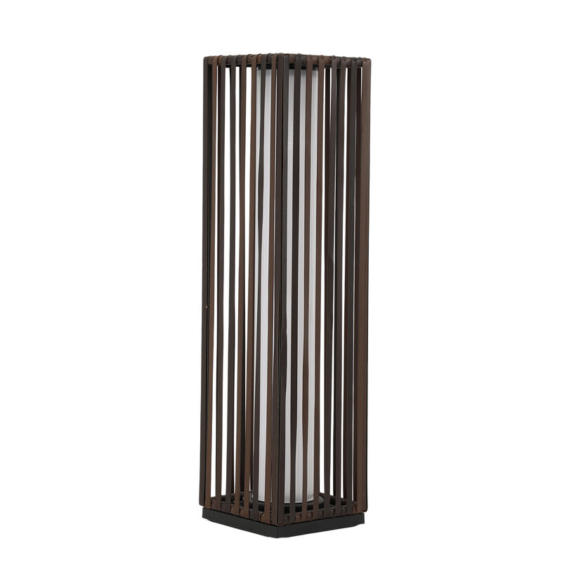 Solar Slatted Grid Path Light, Dark Brown, Warm Glow, Waterproof image number 0