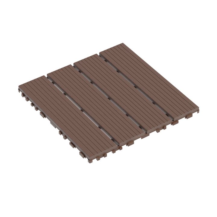 Wood Look Interlocking Deck Tiles, 44 Pack 12"x12" Waterproof Patio Flooring, All-Weather for Balcony Backyard Poolside
