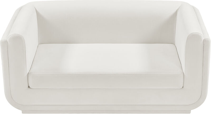 Meridian Furniture Kimora Cream Linen Textured Fabric Loveseat