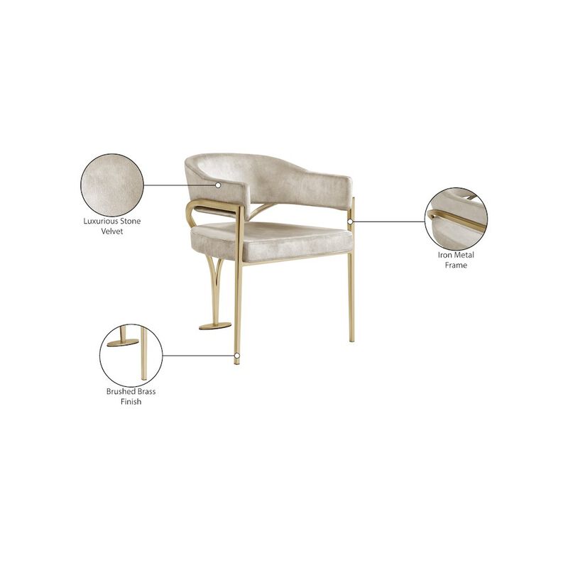 Meridian Furniture Madelyn Stone Velvet Dining Chair, Set of 2