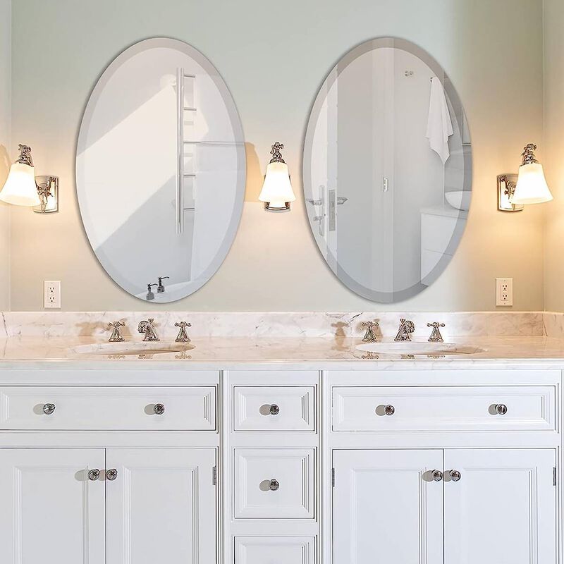 Oval Beveled Bathroom Living Room Vanity Frameless Wall Mirror