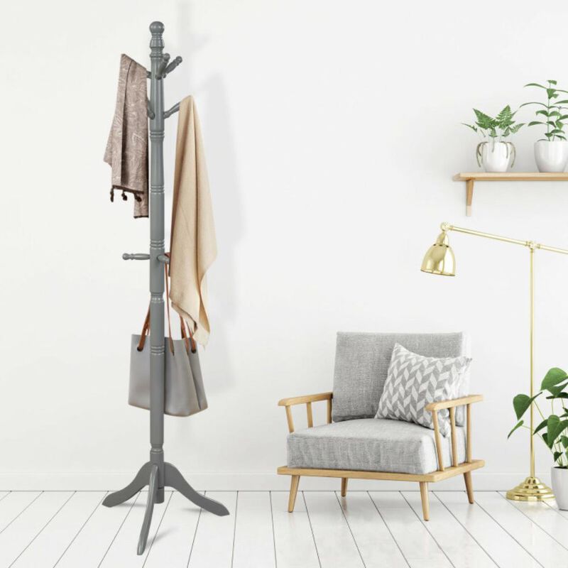 Hivvago Entryway Height Adjustable Coat Stand with 9 Hooks