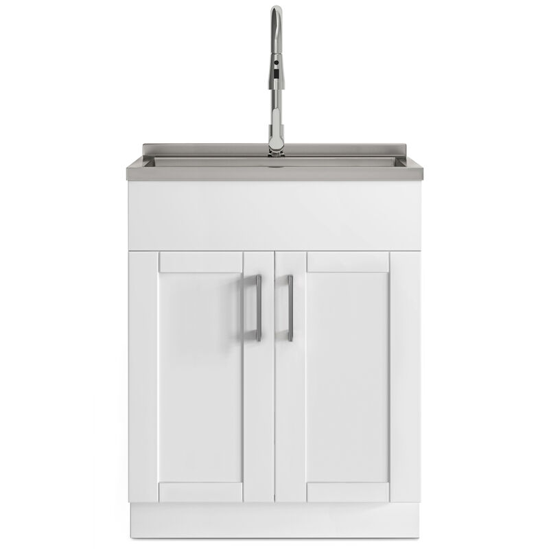 Modern Wide Shaker All-In-One 28-inch Laundry Utility Sink and Cabinet