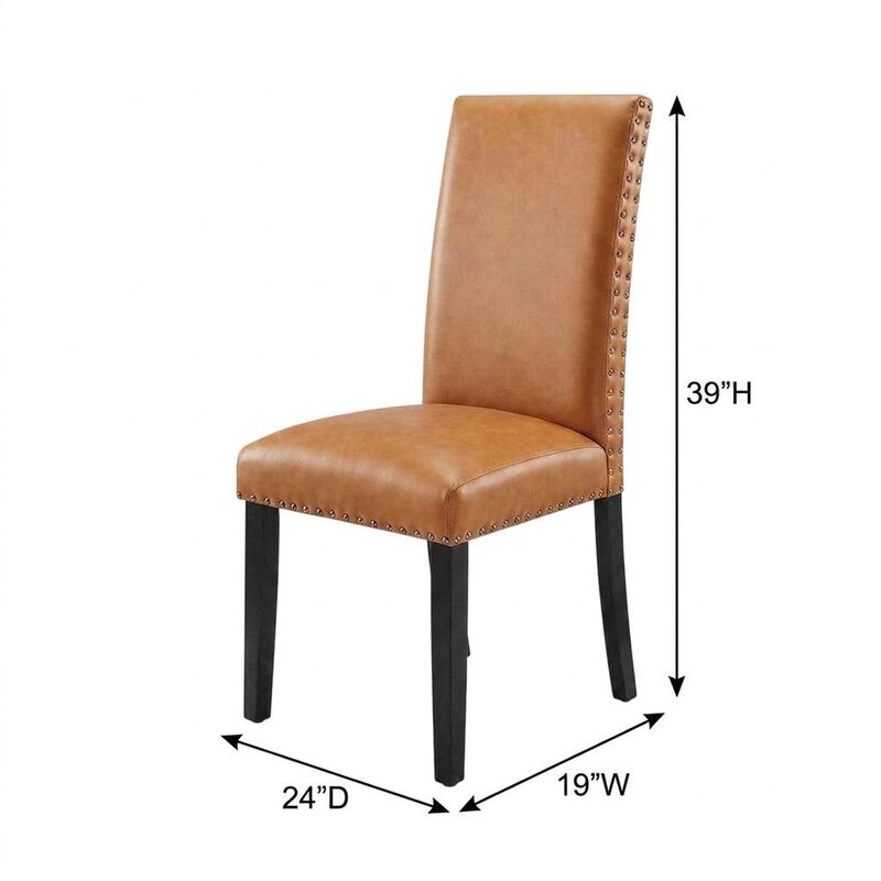 Faux Leather Upholstered Dining Chair with Thick Cushioned Seat, Tan image number 2