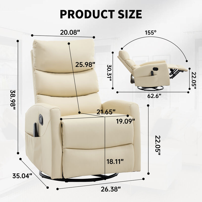 Pobeld Heat Massage Manual Recliner Chair image number 9