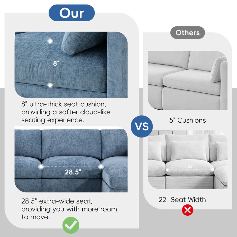 Merax Chenille 6-Piece Modular Sectional Sofa with Movable Ottoman image number 5