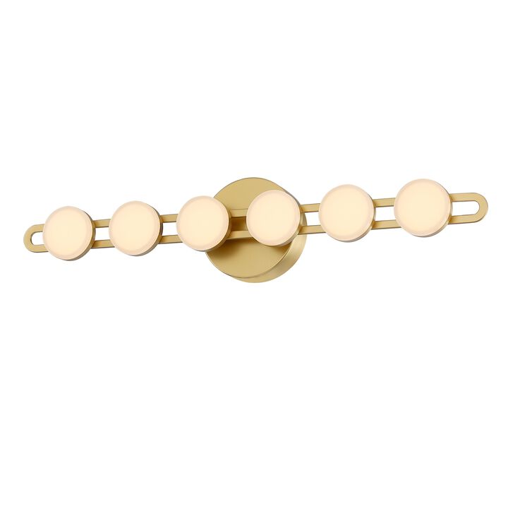 Modern Brushed Gold LED Bathroom Vanity Light with Integrated LED, Multiple Sizes Available