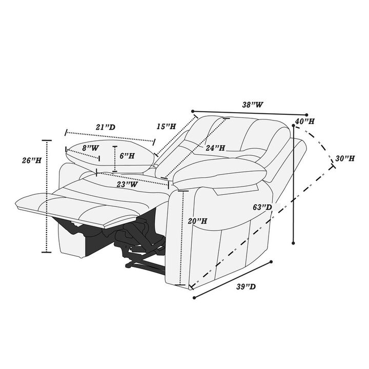 Poundex Power Recliner-Dark Brown