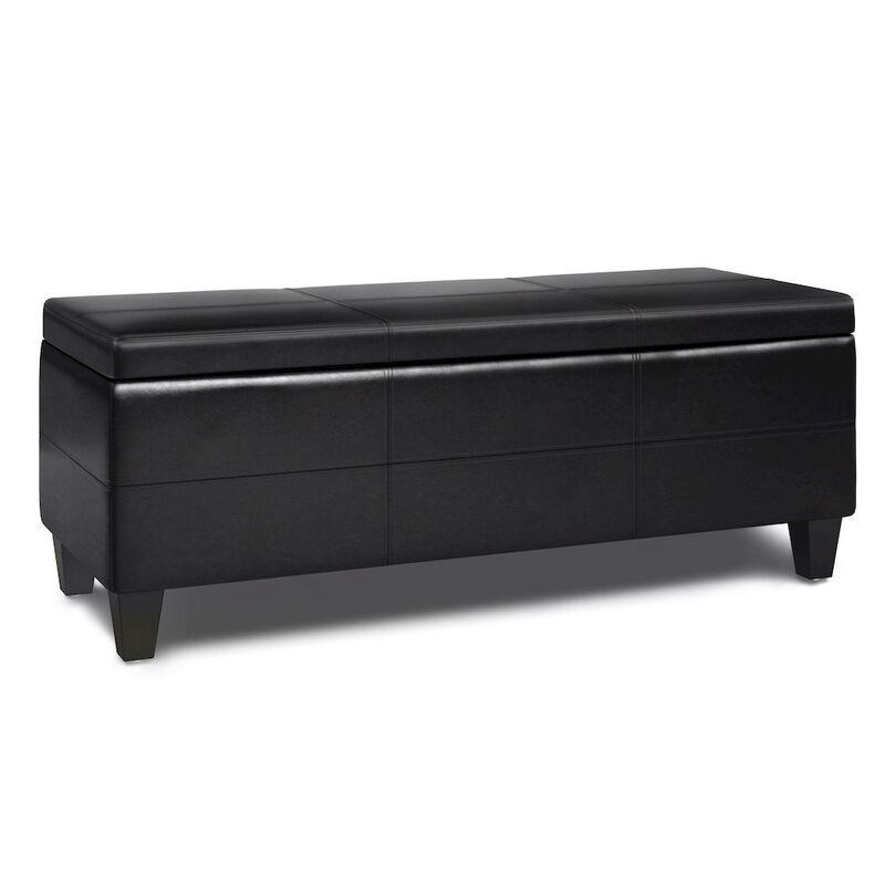 Simpli Home Afton Solid Hardwood Storage Ottoman Bench In Midnight Black image number 0