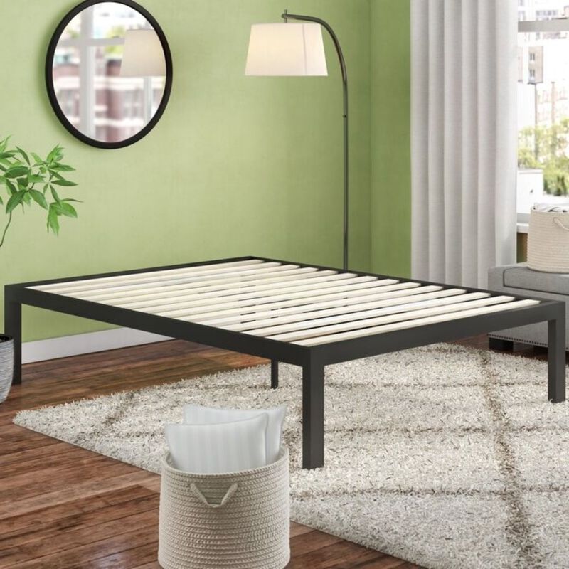 Hivvago King size 18 Inch Easy Assemble Metal Platform Bed Frame Wooden Slats