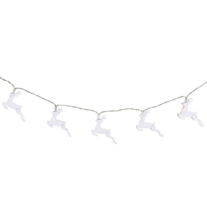 10 B/O LED Warm White Reindeer Christmas Lights - 3' Clear Wire