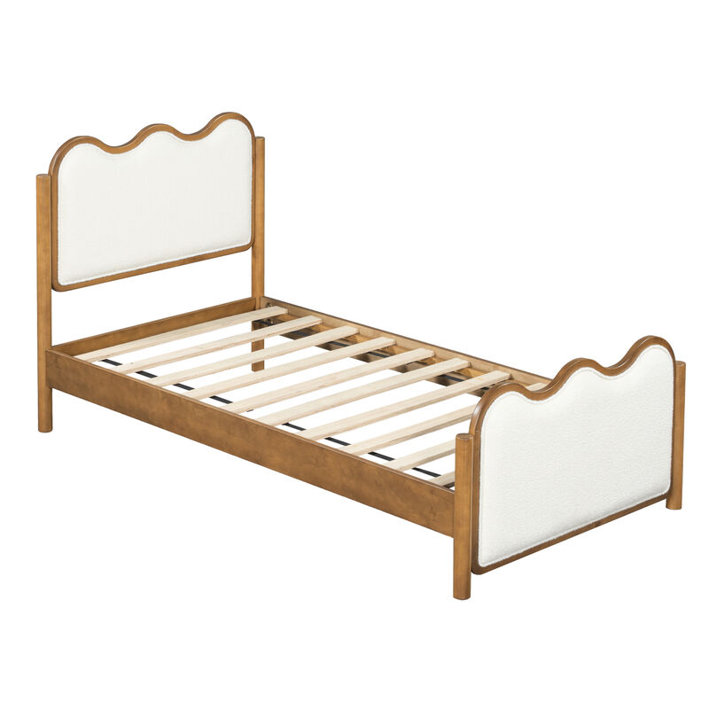 Christopher Knight Home Priscilla Modern Bed Frame with Boucle Upholstered  Wavy Headboard image number 5
