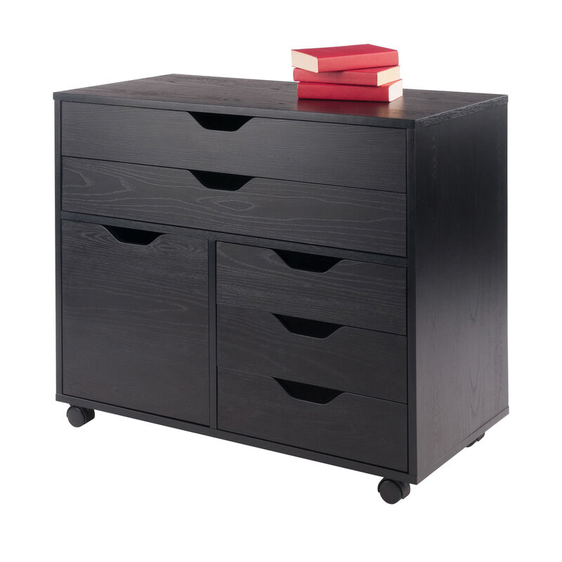 Halifax Wide Storage Cabinet, 3-Small & 2-Wide Drawers, Black image number 7