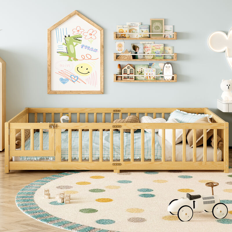 Merax Queen Size Kids Floor Bed &ndash; Safe, Versatile & Independence-Building Design image number 1