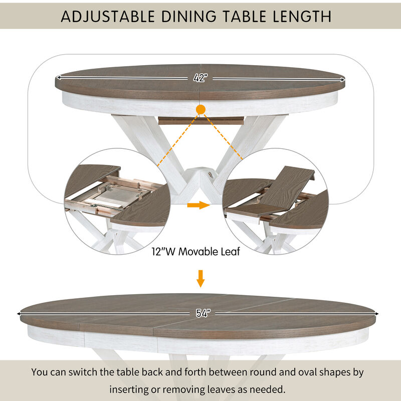 Merax 5-Piece Retro Dining Table Set with 4 Chairs image number 5