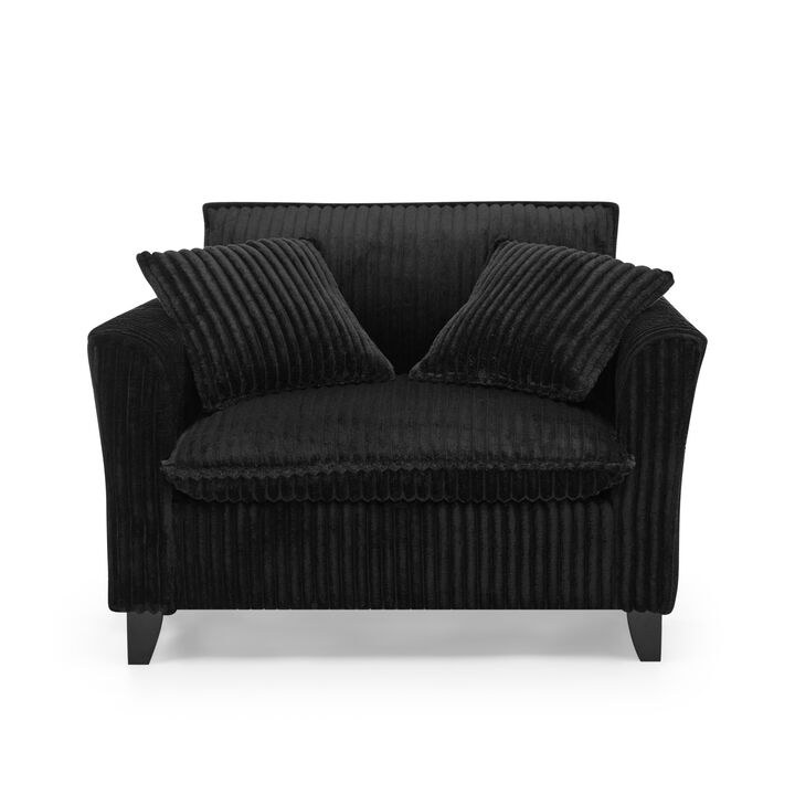 GOODSILO Ergonomic Single Seater Sofa Chair with Tufted Corduroy Upholstery and Contoured Backrest