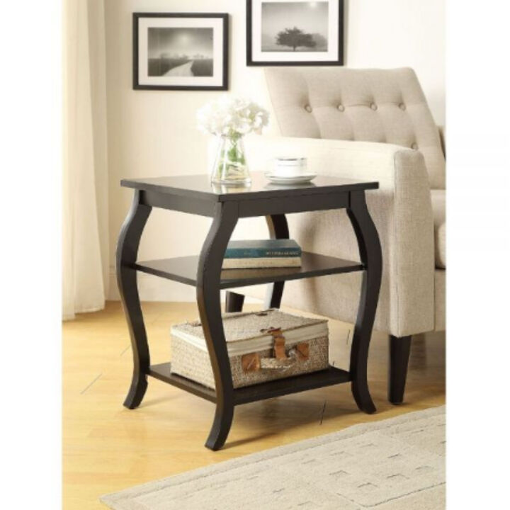 Decorative Side Table &ndash; Square Accent Table with Bow Legs and Pop of Color