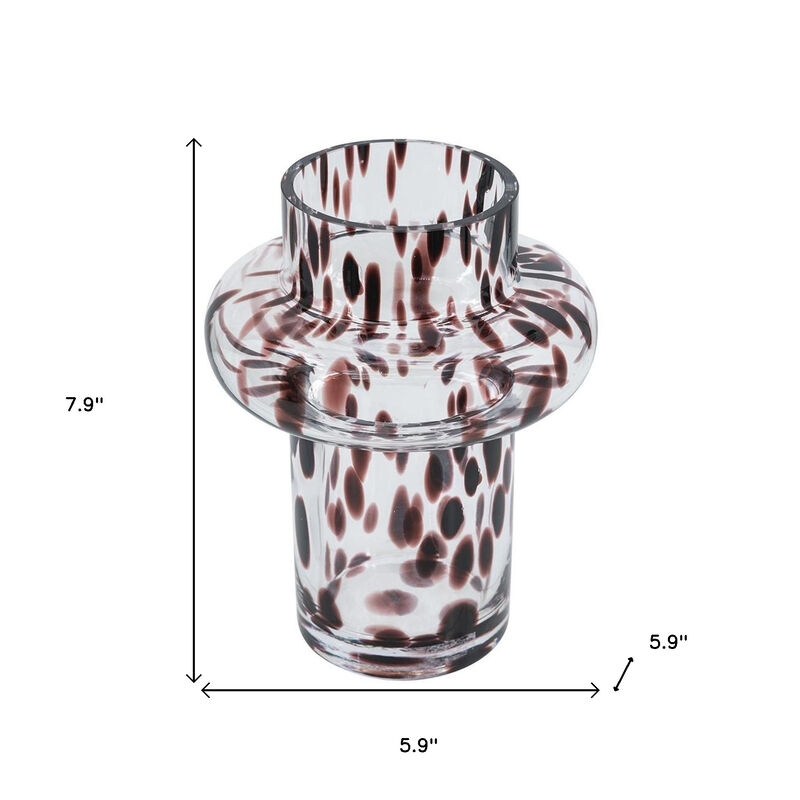 HomeRoots 8" Amber And Clear Abstract Glass Cylinder Table Vase image number 6