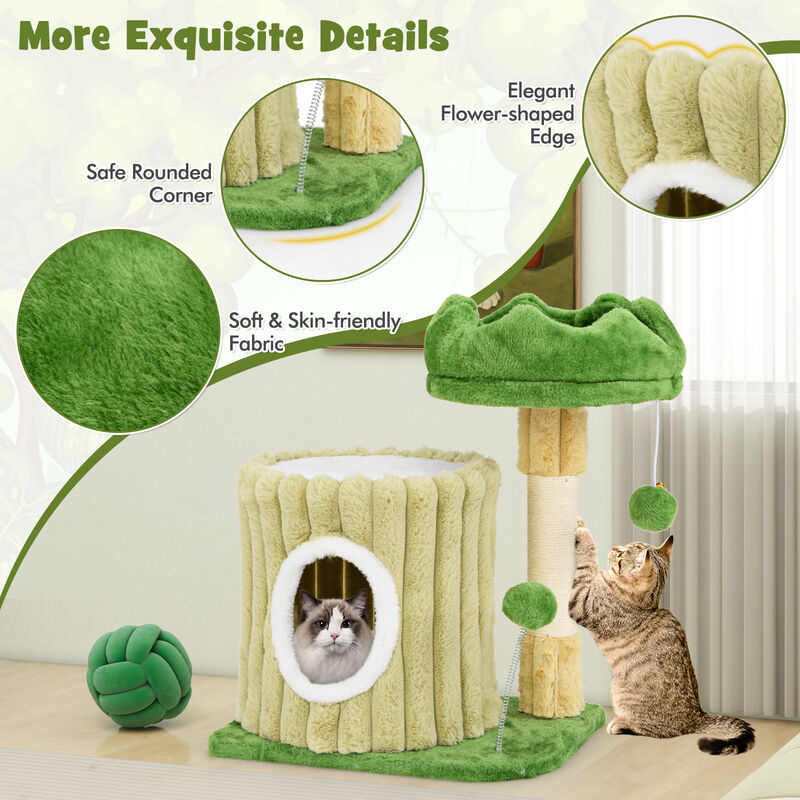 Cute Cat Tree with Sisal Scratching Posts and Dangling Ball